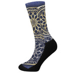 Gold And Grey Yin Yang Flower Print Crew Socks