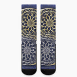 Gold And Grey Yin Yang Flower Print Crew Socks