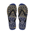 Gold And Grey Yin Yang Flower Print Flip Flops