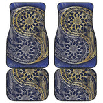 Gold And Grey Yin Yang Flower Print Front and Back Car Floor Mats