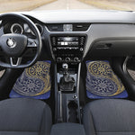 Gold And Grey Yin Yang Flower Print Front and Back Car Floor Mats