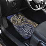 Gold And Grey Yin Yang Flower Print Front and Back Car Floor Mats