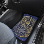 Gold And Grey Yin Yang Flower Print Front and Back Car Floor Mats