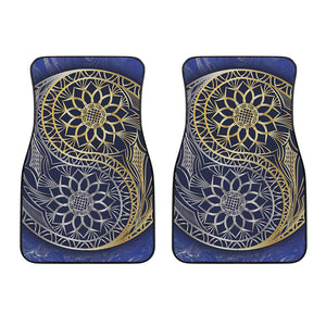 Gold And Grey Yin Yang Flower Print Front Car Floor Mats