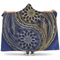 Gold And Grey Yin Yang Flower Print Hooded Blanket