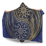 Gold And Grey Yin Yang Flower Print Hooded Blanket