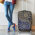 Gold And Grey Yin Yang Flower Print Luggage Cover