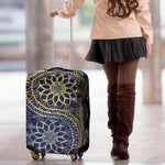 Gold And Grey Yin Yang Flower Print Luggage Cover