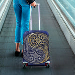 Gold And Grey Yin Yang Flower Print Luggage Cover