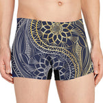 Gold And Grey Yin Yang Flower Print Men's Boxer Briefs