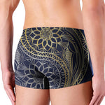 Gold And Grey Yin Yang Flower Print Men's Boxer Briefs