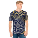 Gold And Grey Yin Yang Flower Print Men's T-Shirt
