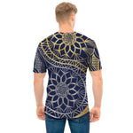 Gold And Grey Yin Yang Flower Print Men's T-Shirt