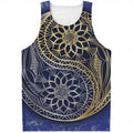 Gold And Grey Yin Yang Flower Print Men's Tank Top
