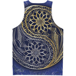 Gold And Grey Yin Yang Flower Print Men's Tank Top
