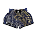 Gold And Grey Yin Yang Flower Print Muay Thai Boxing Shorts