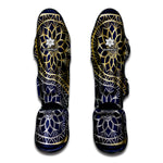 Gold And Grey Yin Yang Flower Print Muay Thai Shin Guard