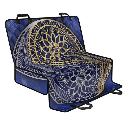 Gold And Grey Yin Yang Flower Print Pet Car Back Seat Cover