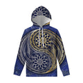 Gold And Grey Yin Yang Flower Print Pullover Hoodie