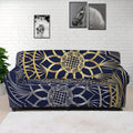 Gold And Grey Yin Yang Flower Print Sofa Cover