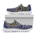 Gold And Grey Yin Yang Flower Print White Running Shoes