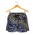 Gold And Grey Yin Yang Flower Print Women's Shorts