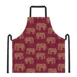 Gold And Red Boho Elephant Print Apron