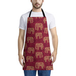 Gold And Red Boho Elephant Print Apron