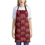 Gold And Red Boho Elephant Print Apron