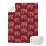 Gold And Red Boho Elephant Print Blanket
