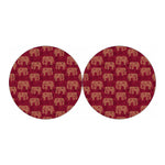 Gold And Red Boho Elephant Print Car Coasters