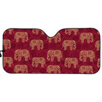 Gold And Red Boho Elephant Print Car Sun Shade