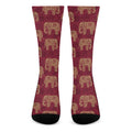 Gold And Red Boho Elephant Print Crew Socks