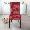 Gold And Red Boho Elephant Print Dining Chair Slipcover