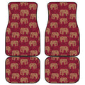 Gold And Red Boho Elephant Print Front and Back Car Floor Mats
