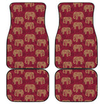 Gold And Red Boho Elephant Print Front and Back Car Floor Mats