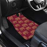 Gold And Red Boho Elephant Print Front and Back Car Floor Mats