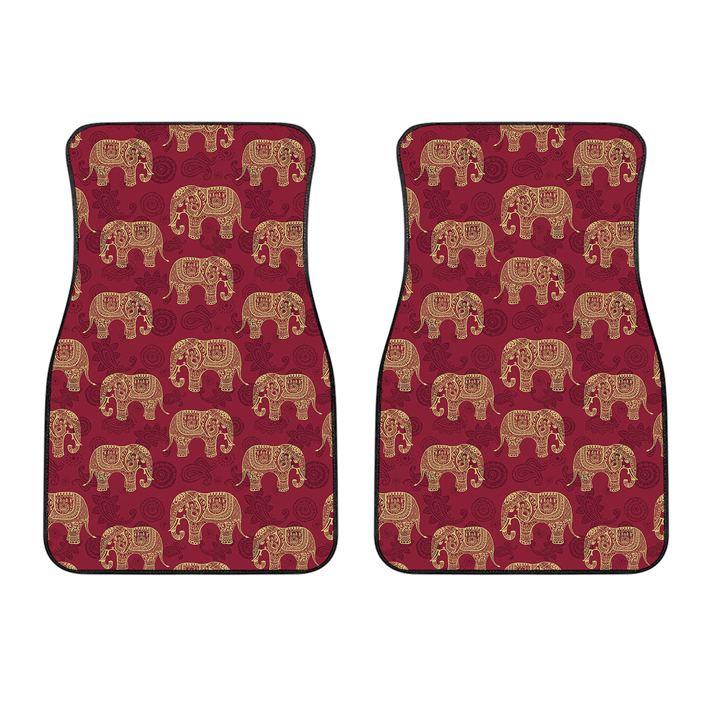Gold And Red Boho Elephant Print Front Car Floor Mats