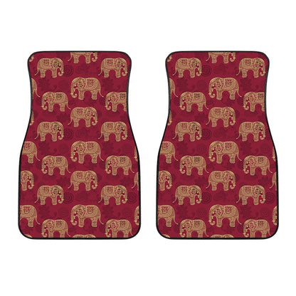 Gold And Red Boho Elephant Print Front Car Floor Mats
