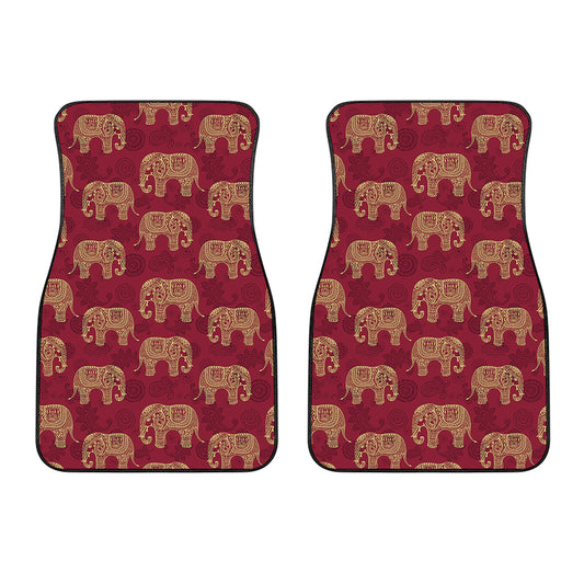 Gold And Red Boho Elephant Print Front Car Floor Mats