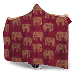 Gold And Red Boho Elephant Print Hooded Blanket
