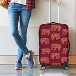 Gold And Red Boho Elephant Print Luggage Cover