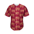 Gold And Red Boho Elephant Print Men's Baseball Jersey