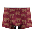 Gold And Red Boho Elephant Print Men's Boxer Briefs
