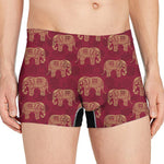 Gold And Red Boho Elephant Print Men's Boxer Briefs