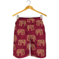 Gold And Red Boho Elephant Print Men's Shorts