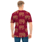 Gold And Red Boho Elephant Print Men's T-Shirt