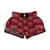 Gold And Red Boho Elephant Print Muay Thai Boxing Shorts