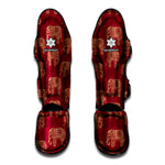 Gold And Red Boho Elephant Print Muay Thai Shin Guard