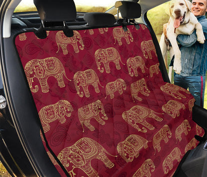 Gold And Red Boho Elephant Print Pet Car Back Seat Cover
